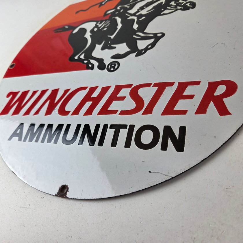 Vintage Winchester Porcelain Sign - Firearms Gas Station Advertisement Sign - Image 13