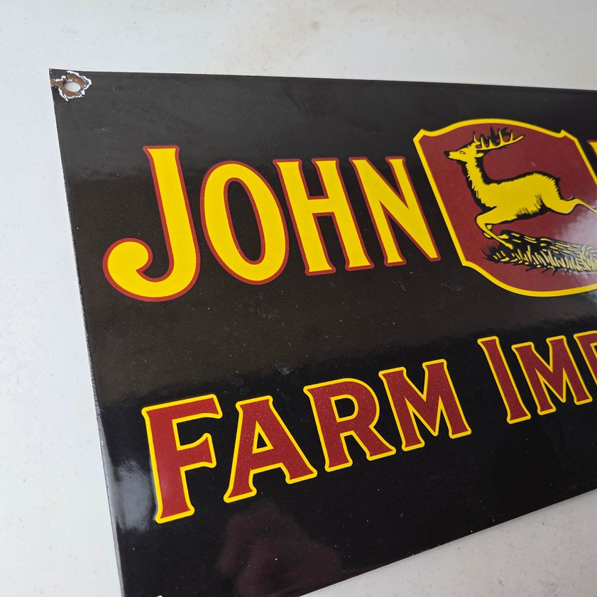Vintage John Deere Porcelain Sign - Farm Implements Tractor Gas Pump Sign - Image 4