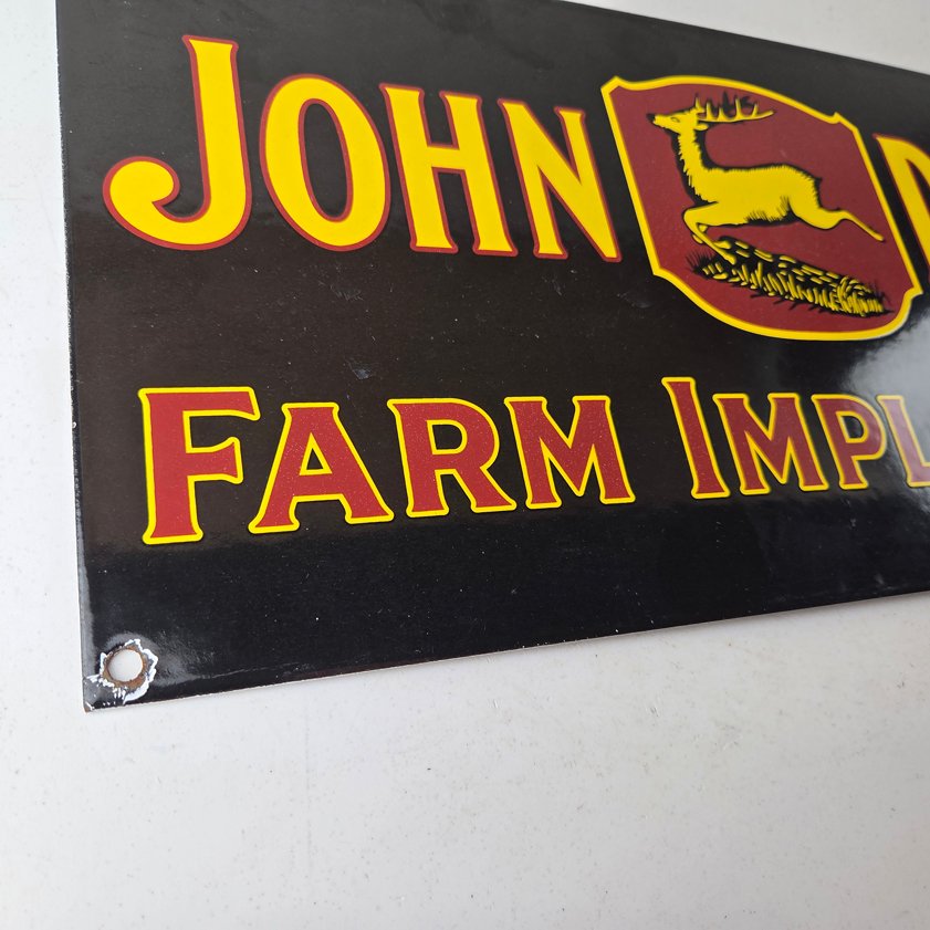 Vintage John Deere Porcelain Sign - Farm Implements Tractor Gas Pump Sign - Image 5