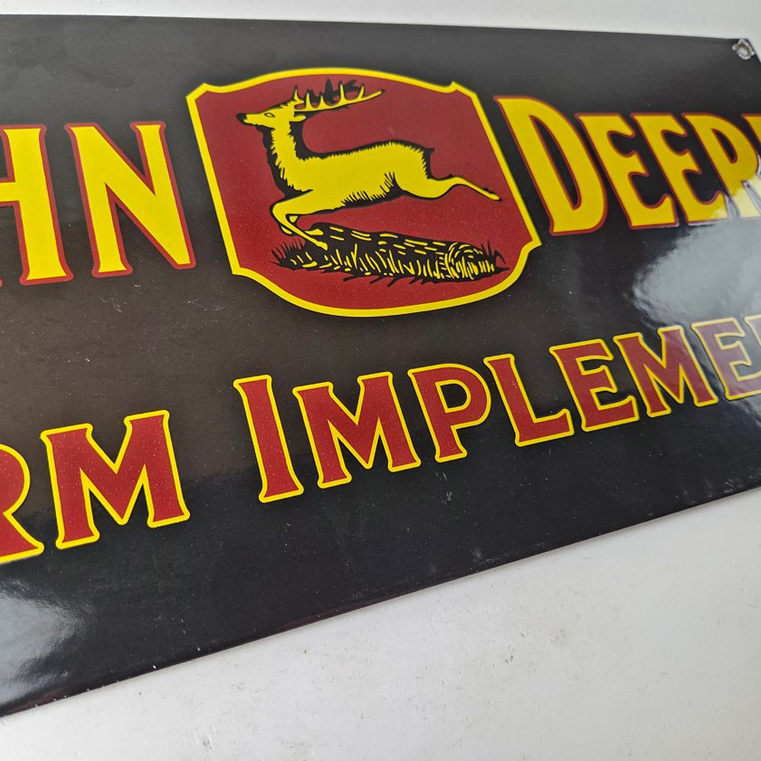 Vintage John Deere Porcelain Sign - Farm Implements Tractor Gas Pump Sign - Image 6