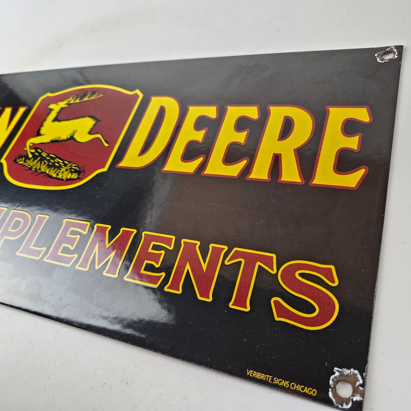 Vintage John Deere Porcelain Sign - Farm Implements Tractor Gas Pump Sign - Image 10