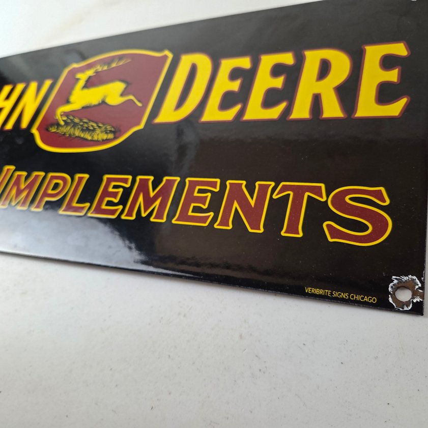 Vintage John Deere Porcelain Sign - Farm Implements Tractor Gas Pump Sign - Image 11