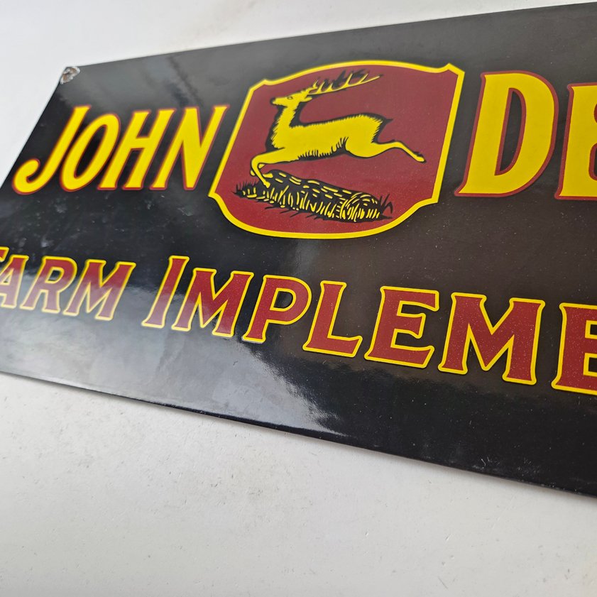 Vintage John Deere Porcelain Sign - Farm Implements Tractor Gas Pump Sign - Image 12