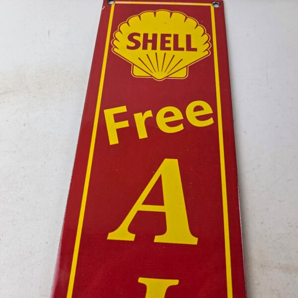 Printable Shell Gas Sign Vintage Shell Gasoline Sign – Free Air Auto Tires Gas Pump Porcelain ...