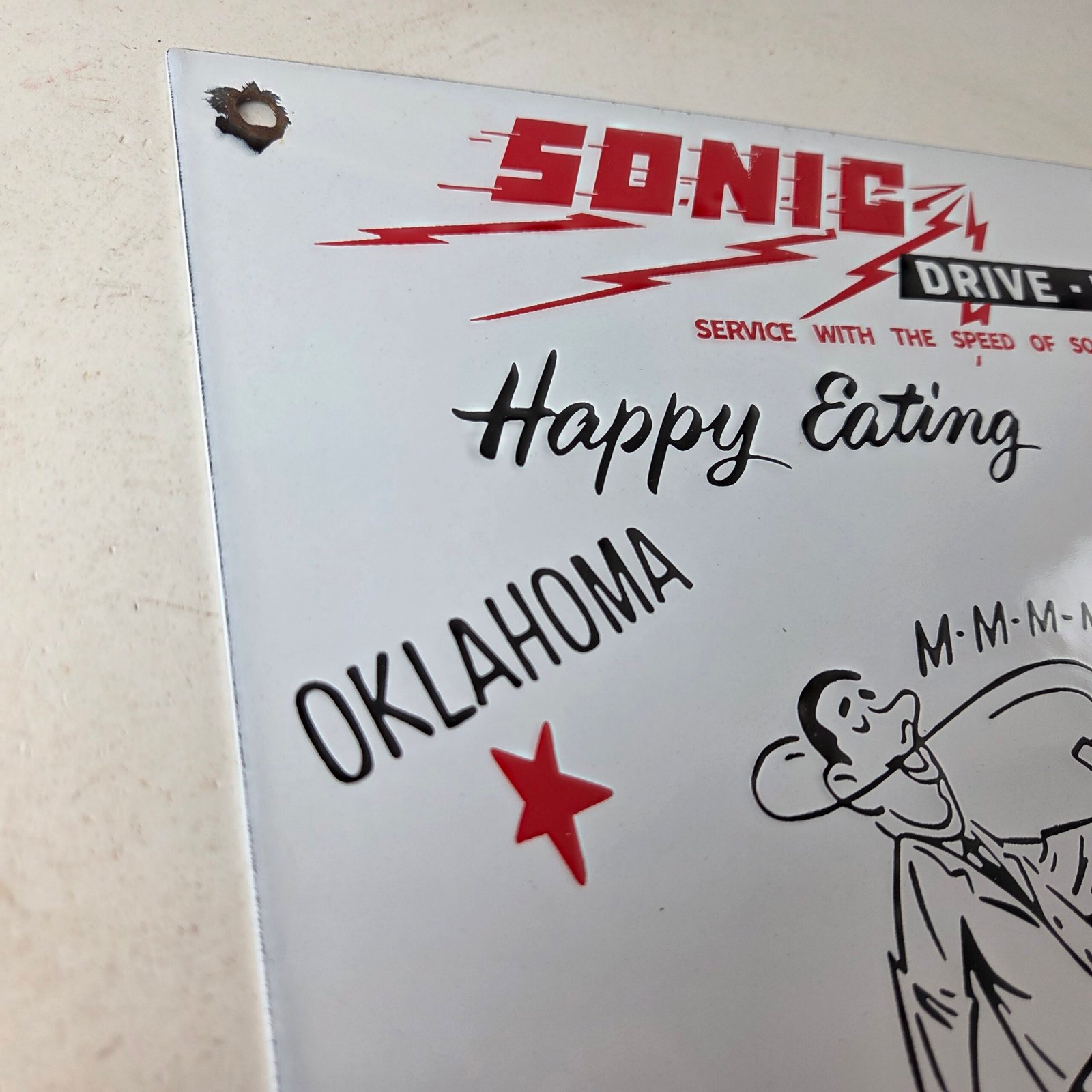 Vintage Sonic Drive in Sign - Old Fast Food Diner Hamburger Porcelain Sign - Image 5
