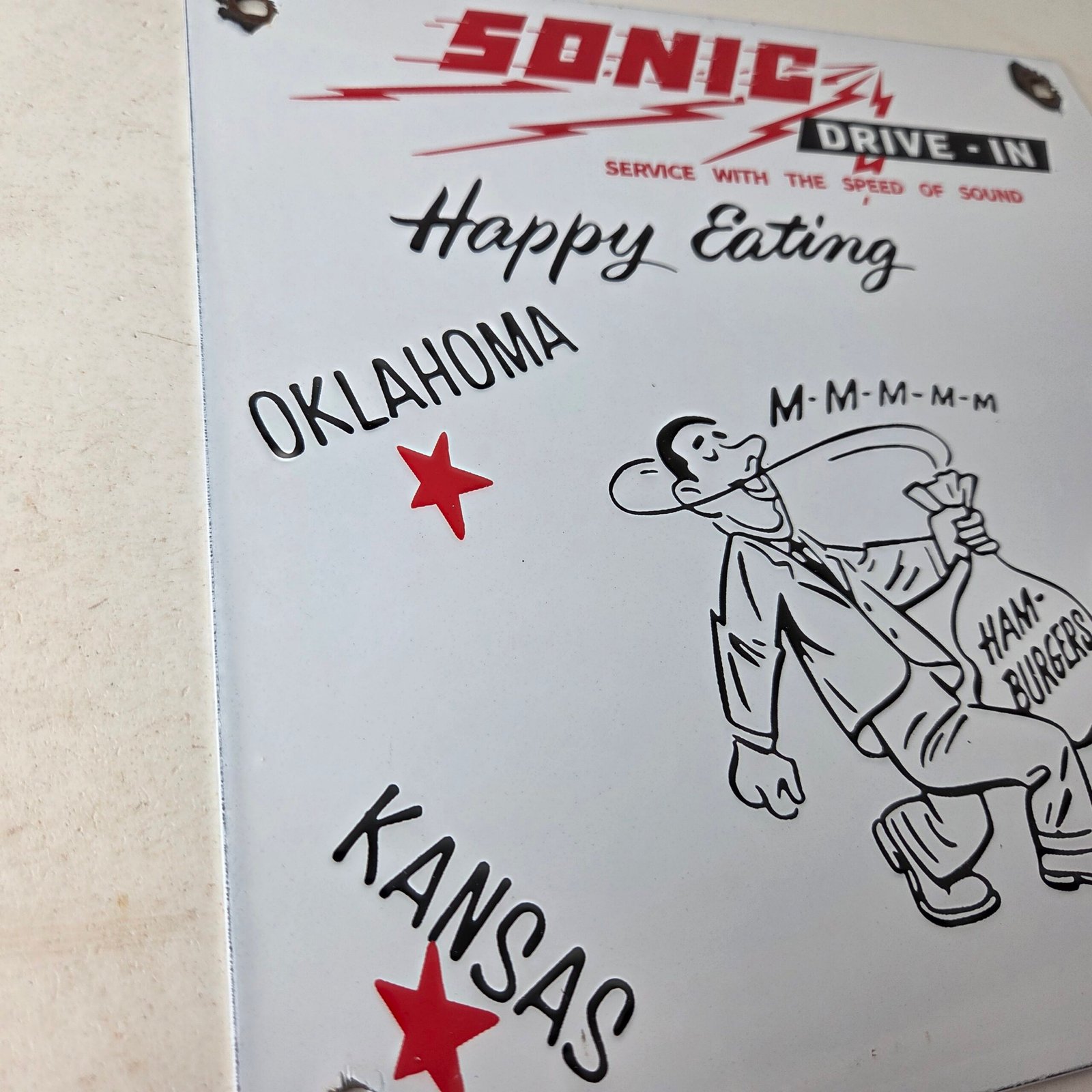 Vintage Sonic Drive in Sign - Old Fast Food Diner Hamburger Porcelain Sign - Image 6