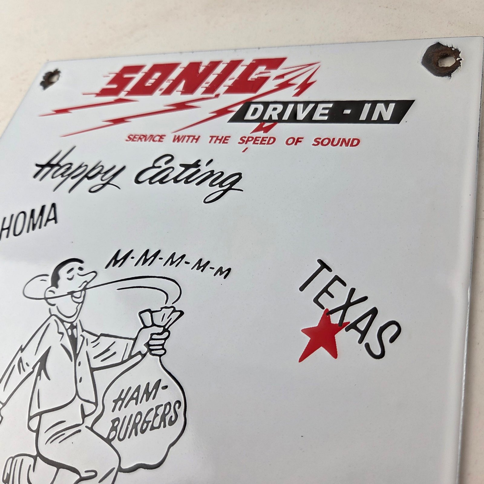 Vintage Sonic Drive in Sign - Old Fast Food Diner Hamburger Porcelain Sign - Image 12