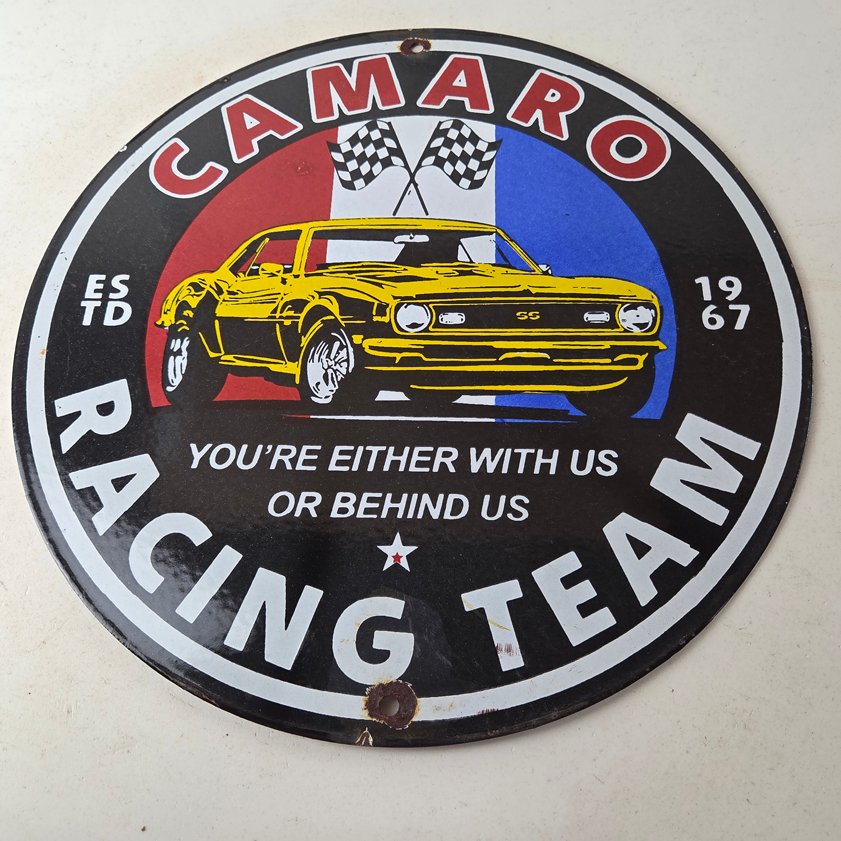 Vintage Chevrolet Sign - Camaro Automobile Racing Team Motors Porcelain Sign - Image 14
