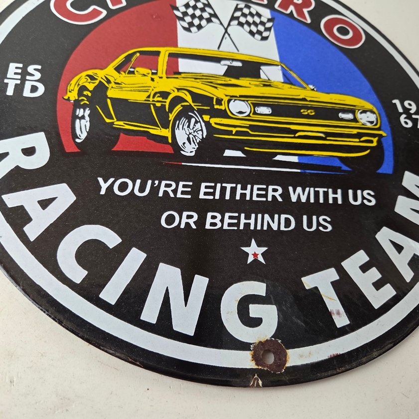 Vintage Chevrolet Sign - Camaro Automobile Racing Team Motors Porcelain Sign - Image 12