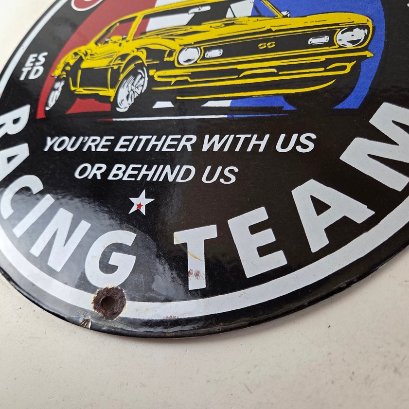 Vintage Chevrolet Sign - Camaro Automobile Racing Team Motors Porcelain Sign - Image 3