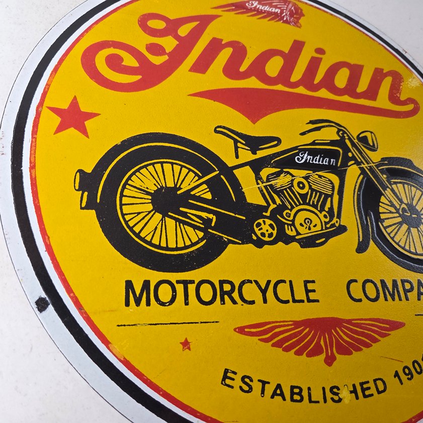 Vintage Indian Motorcycles Porcelain Sign - Authorized Dealer Sales Gas Sign - Image 12