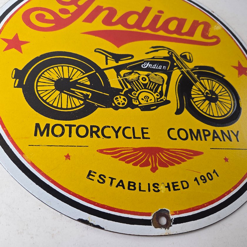Vintage Indian Motorcycles Porcelain Sign - Authorized Dealer Sales Gas Sign - Image 13
