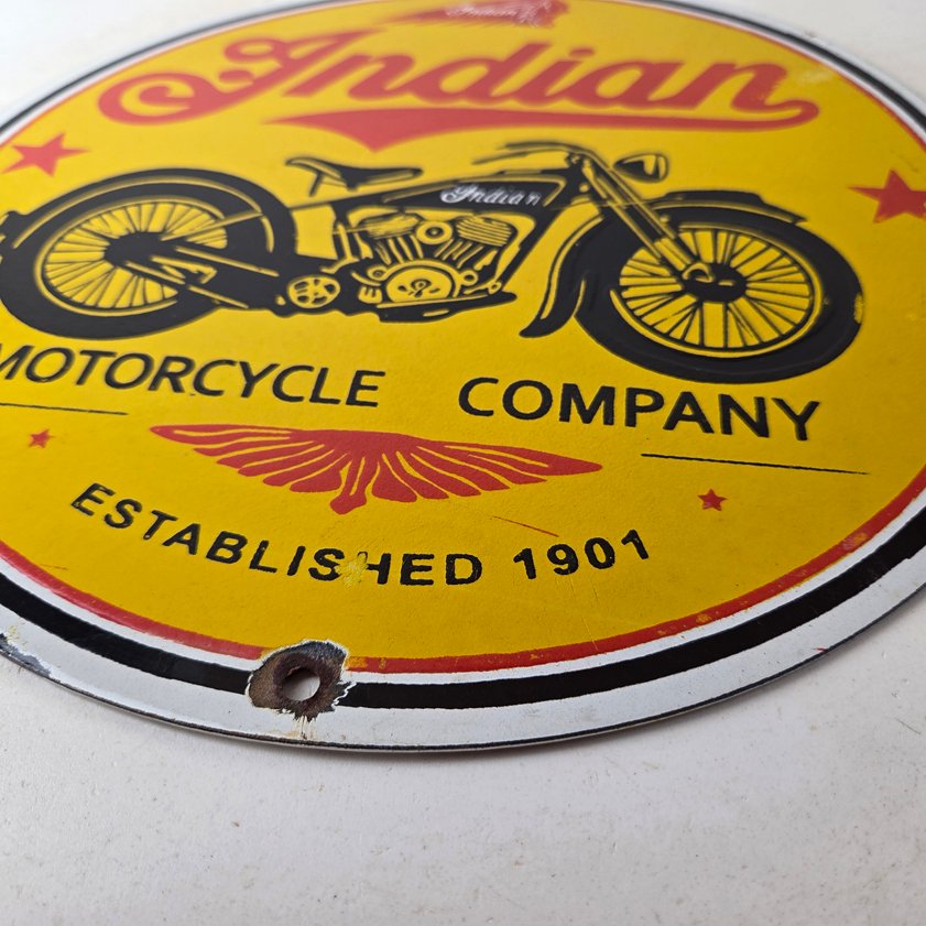 Vintage Indian Motorcycles Porcelain Sign - Authorized Dealer Sales Gas Sign - Image 5