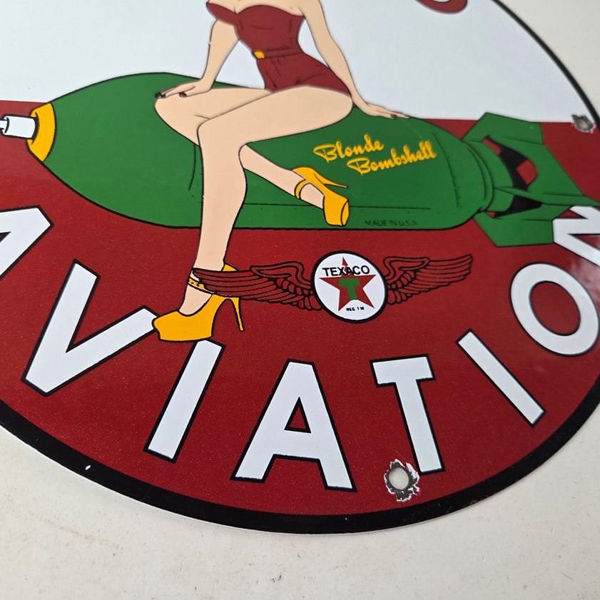 Vintage Texaco Gasoline Sign - Blonde Bombshell Gas Pump Ad Porcelain Sign - Image 10