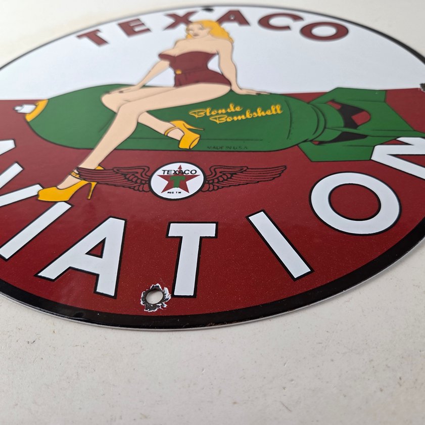 Vintage Texaco Gasoline Sign - Blonde Bombshell Gas Pump Ad Porcelain Sign - Image 8