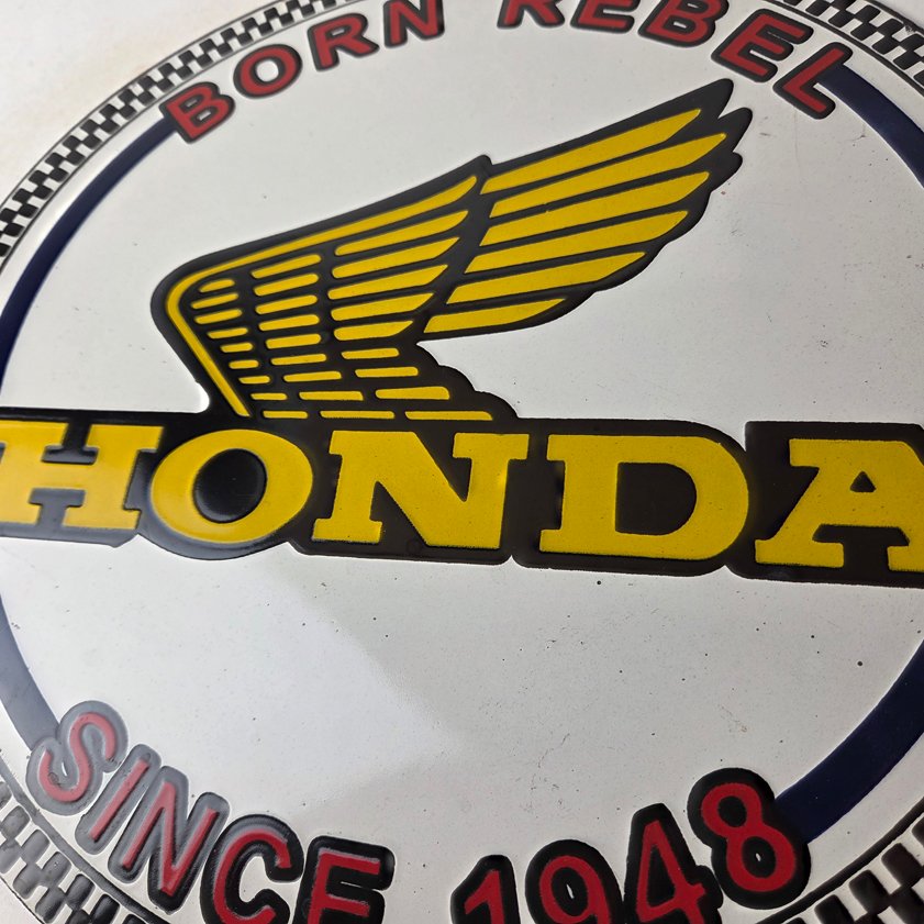 Vintage Honda Born Rebel Sign - Motorcycle Gas Pump Porcelain Sign - Image 3