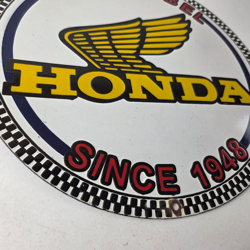 Vintage Honda Born Rebel Sign - Motorcycle Gas Pump Porcelain Sign - Image 10