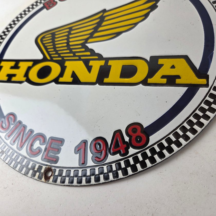 Vintage Honda Born Rebel Sign - Motorcycle Gas Pump Porcelain Sign - Image 13