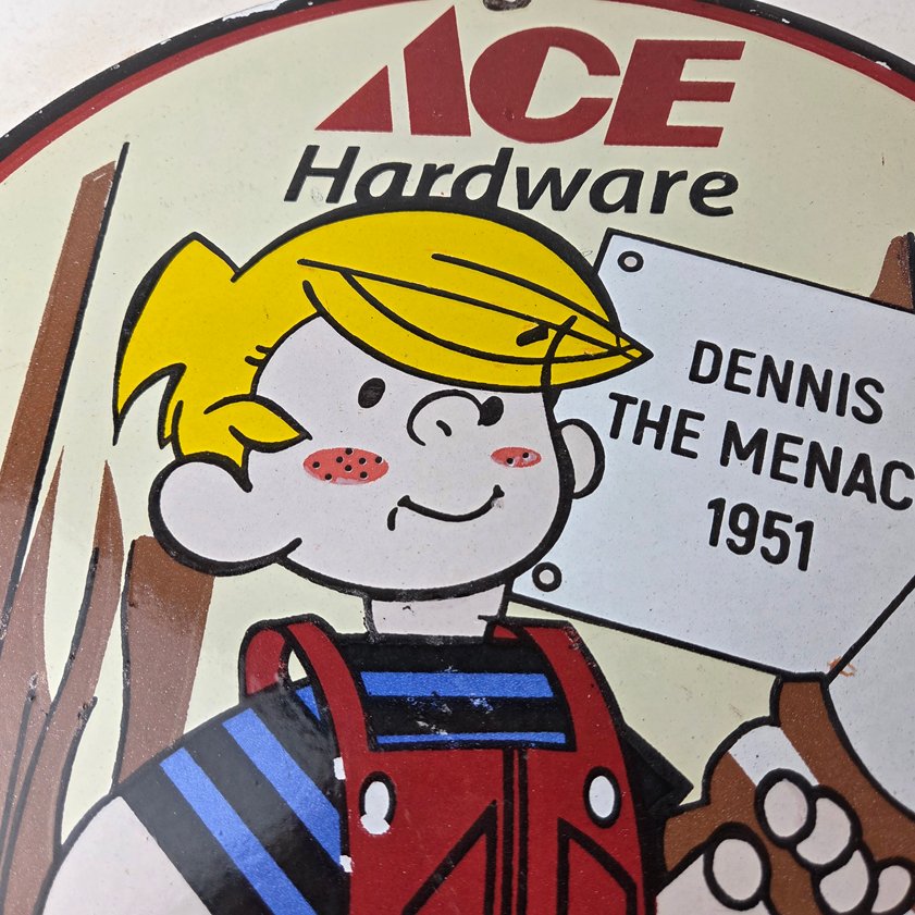 Vintage Ace Hardware Sign - Dennis the Menace Gas Pump Porcelain Sign - Image 2