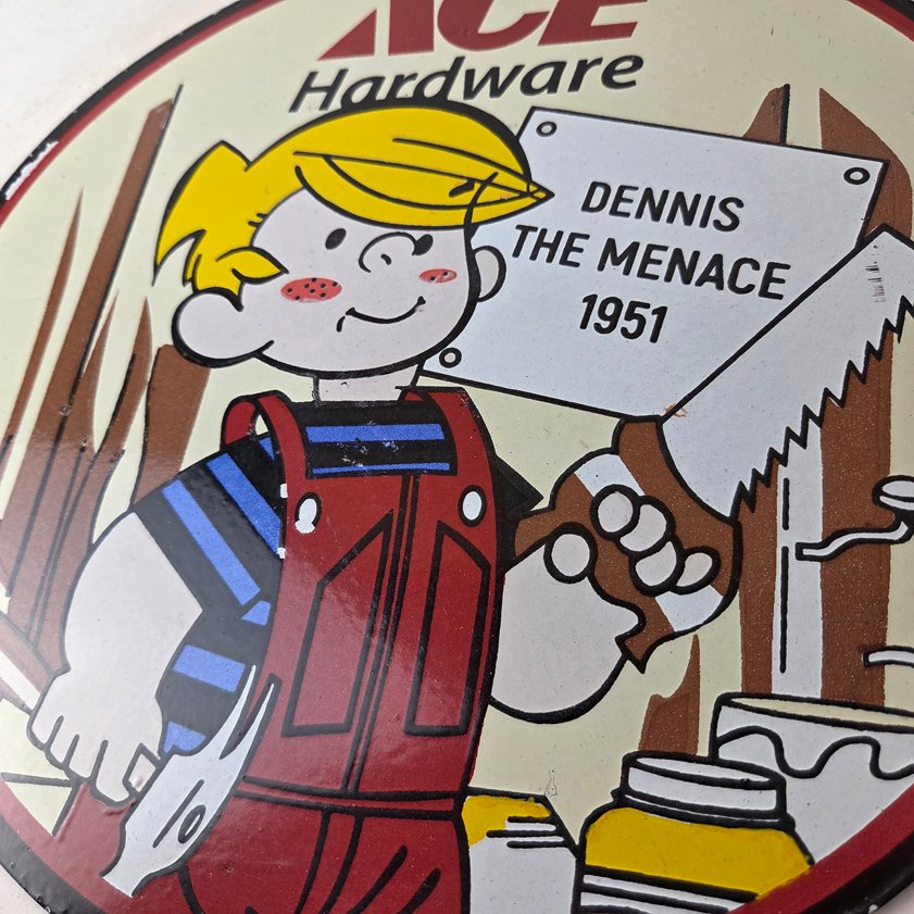Vintage Ace Hardware Sign - Dennis the Menace Gas Pump Porcelain Sign - Image 3