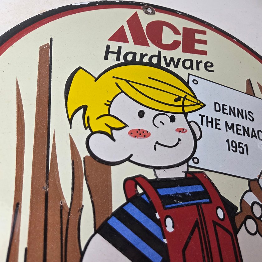 Vintage Ace Hardware Sign - Dennis the Menace Gas Pump Porcelain Sign - Image 4