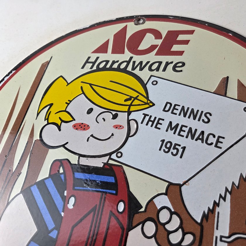 Vintage Ace Hardware Sign - Dennis the Menace Gas Pump Porcelain Sign - Image 11