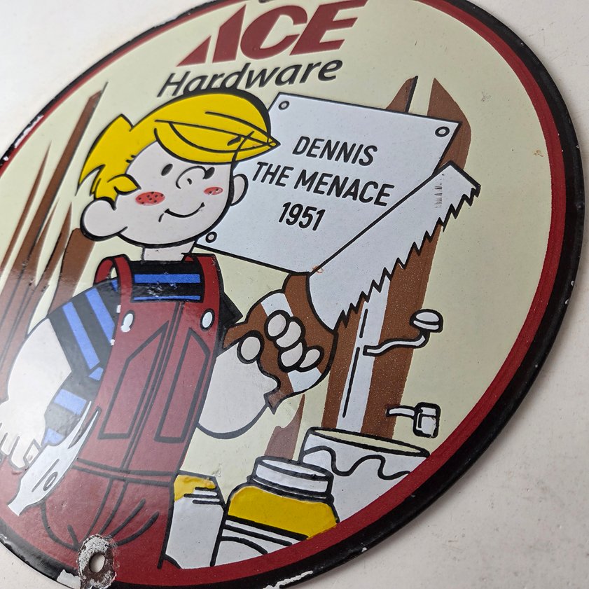 Vintage Ace Hardware Sign - Dennis the Menace Gas Pump Porcelain Sign - Image 12