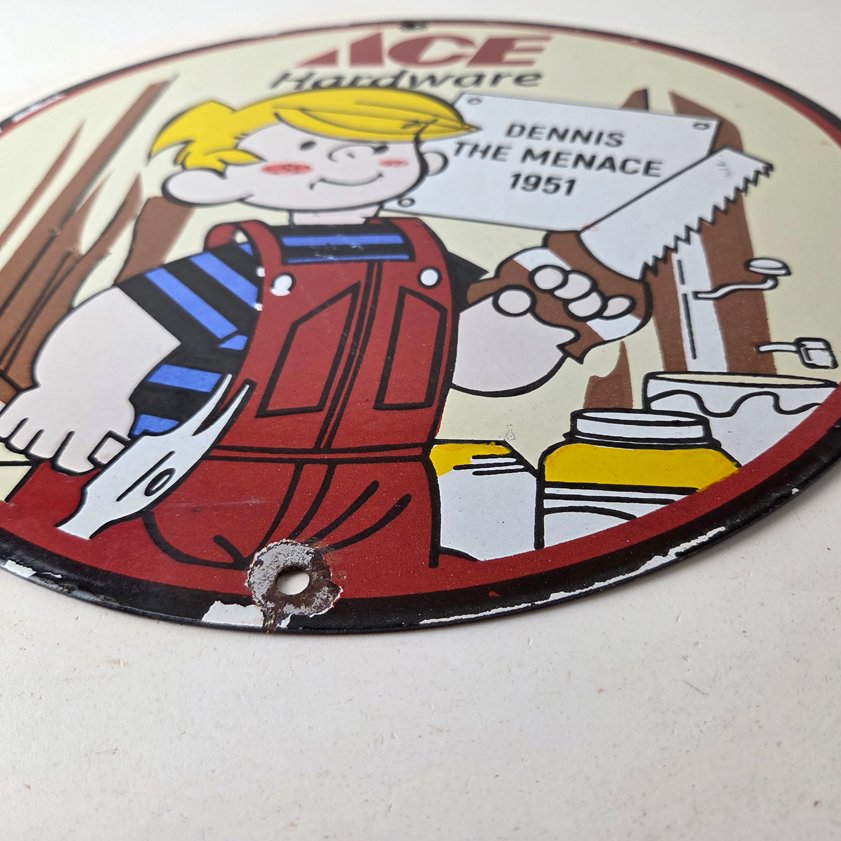 Vintage Ace Hardware Sign - Dennis the Menace Gas Pump Porcelain Sign - Image 9