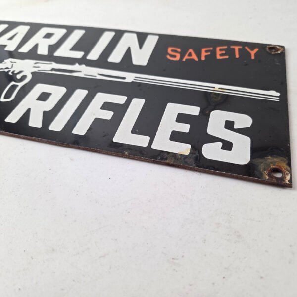 Clinton Rifles Antique Sign Vintage Marlin Rifles Dealer Sign | Vintage Porcelain Signs