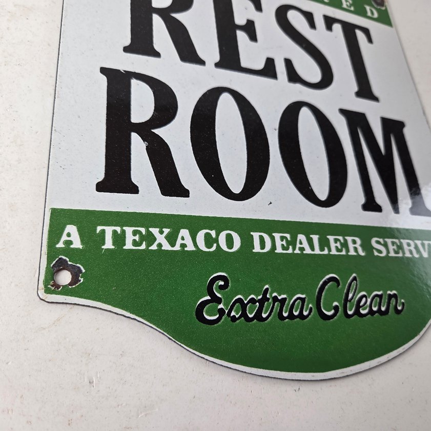 Vintage Texaco Gasoline Sign - Gas Service Rest Rooms Pump Porcelain Sign - Image 6