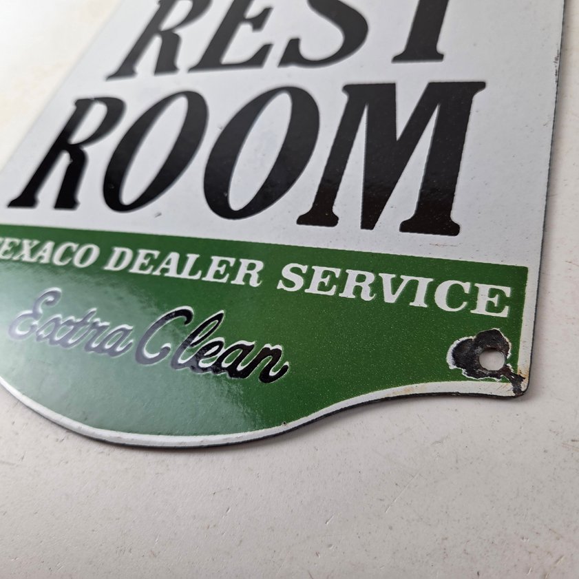 Vintage Texaco Gasoline Sign - Gas Service Rest Rooms Pump Porcelain Sign - Image 13
