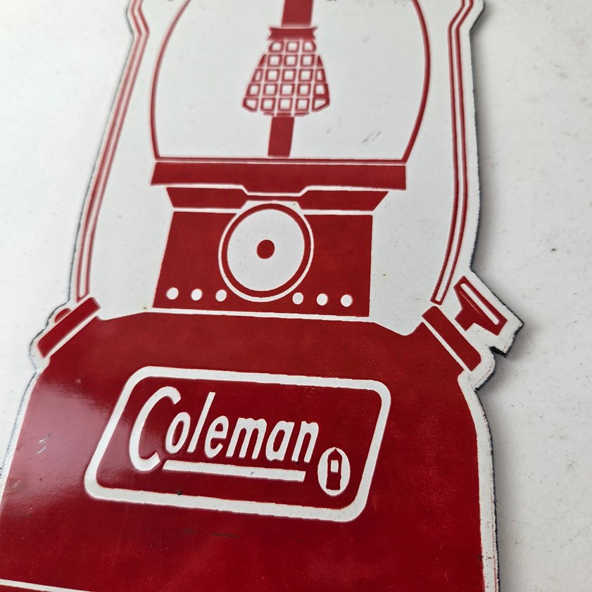 Vintage Coleman Sales Sign - Gas Auto Dealer Service Center Camp Porcelain Sign - Image 3