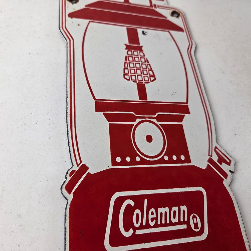 Vintage Coleman Sales Sign - Gas Auto Dealer Service Center Camp Porcelain Sign - Image 5