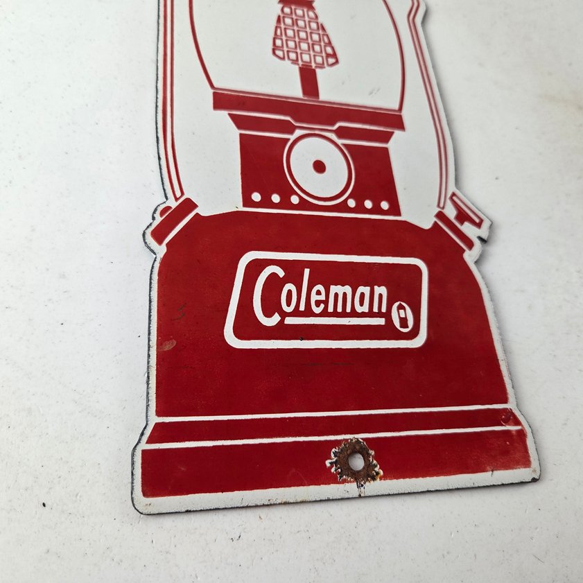 Vintage Coleman Sales Sign - Gas Auto Dealer Service Center Camp Porcelain Sign - Image 6