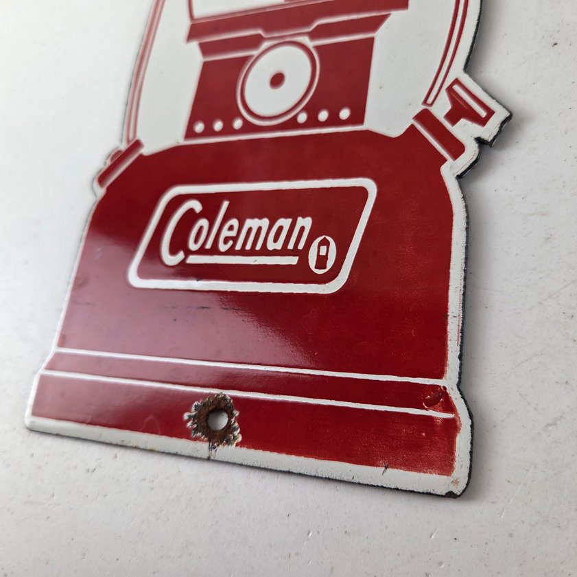 Vintage Coleman Sales Sign - Gas Auto Dealer Service Center Camp Porcelain Sign - Image 13