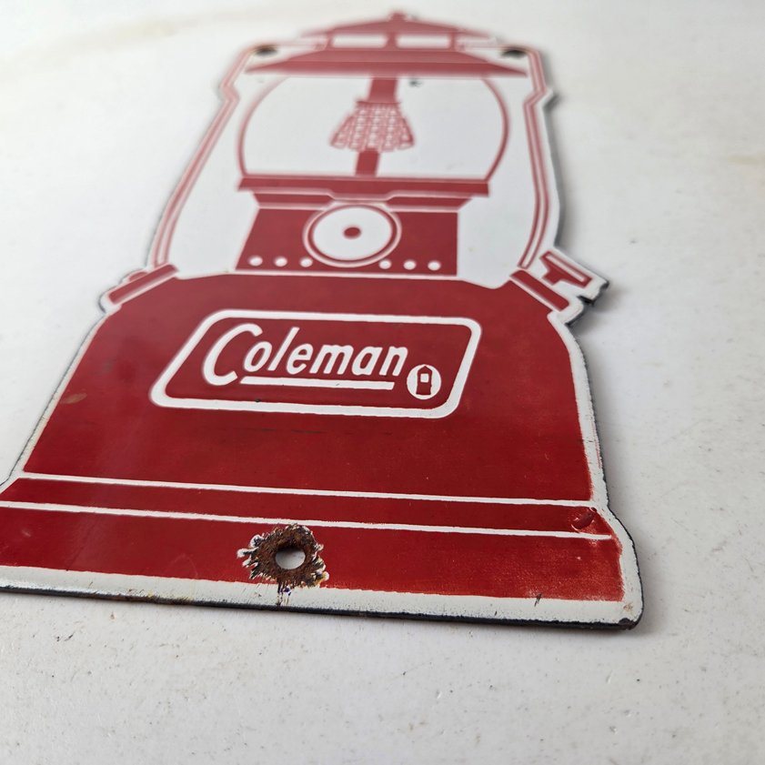Vintage Coleman Sales Sign - Gas Auto Dealer Service Center Camp Porcelain Sign - Image 10