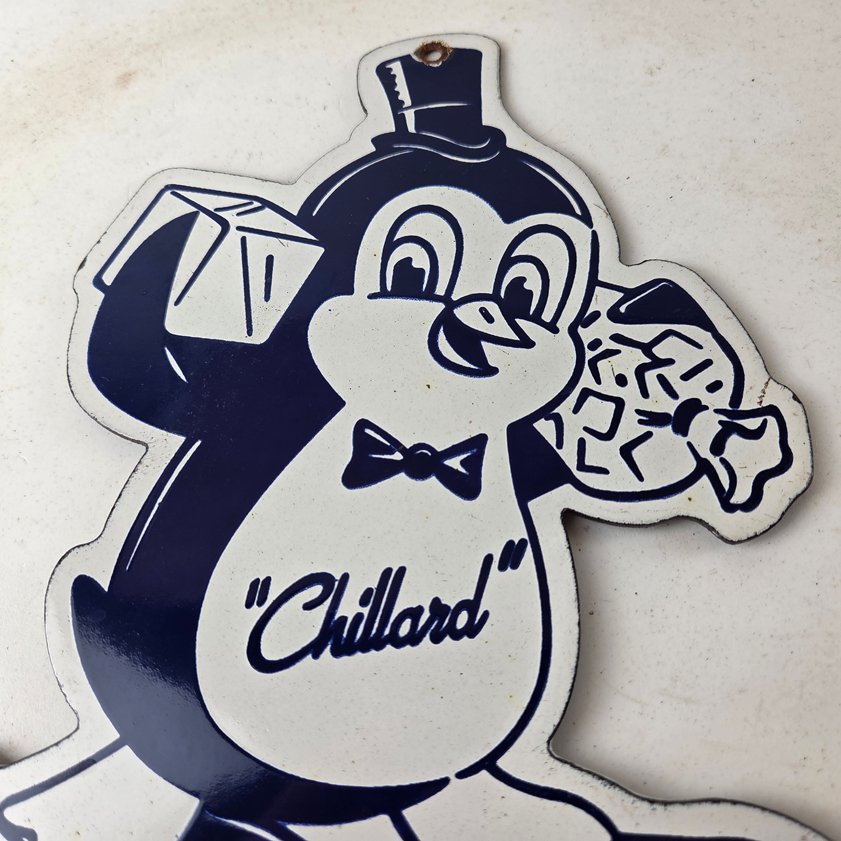 Vintage Chillard Ice Sign - Ice Cubes Chilly Willy Gas Service Porcelain Sign - Image 2