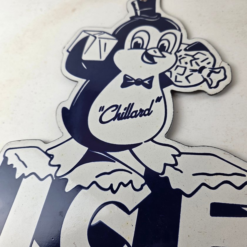 Vintage Chillard Ice Sign - Ice Cubes Chilly Willy Gas Service Porcelain Sign - Image 3
