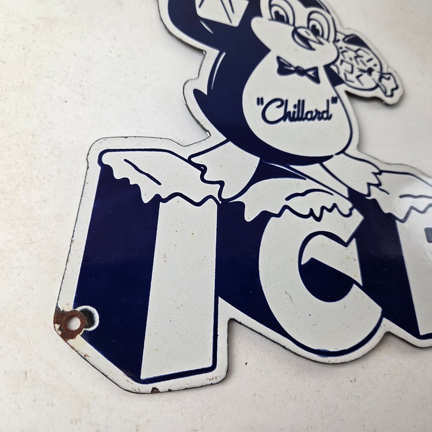 Vintage Chillard Ice Sign - Ice Cubes Chilly Willy Gas Service Porcelain Sign - Image 10