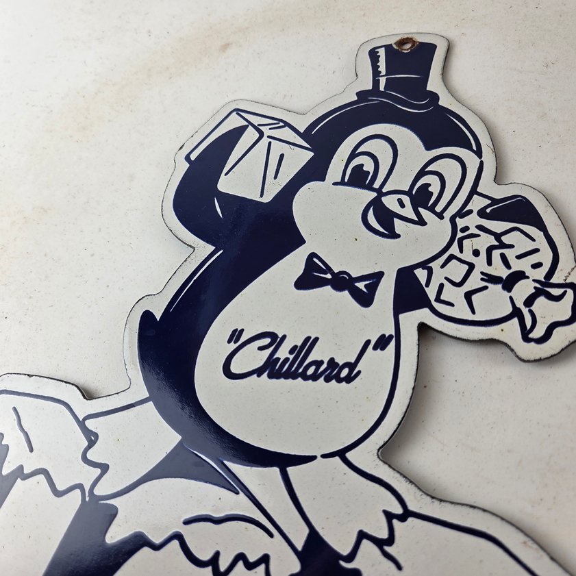 Vintage Chillard Ice Sign - Ice Cubes Chilly Willy Gas Service Porcelain Sign - Image 11