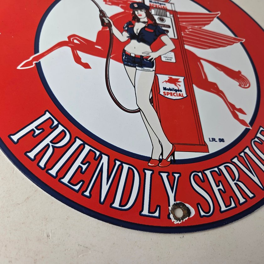 Vintage Mobil Sign - Pegasus Friendly Service Gas Pump Service Porcelain Sign - Image 10
