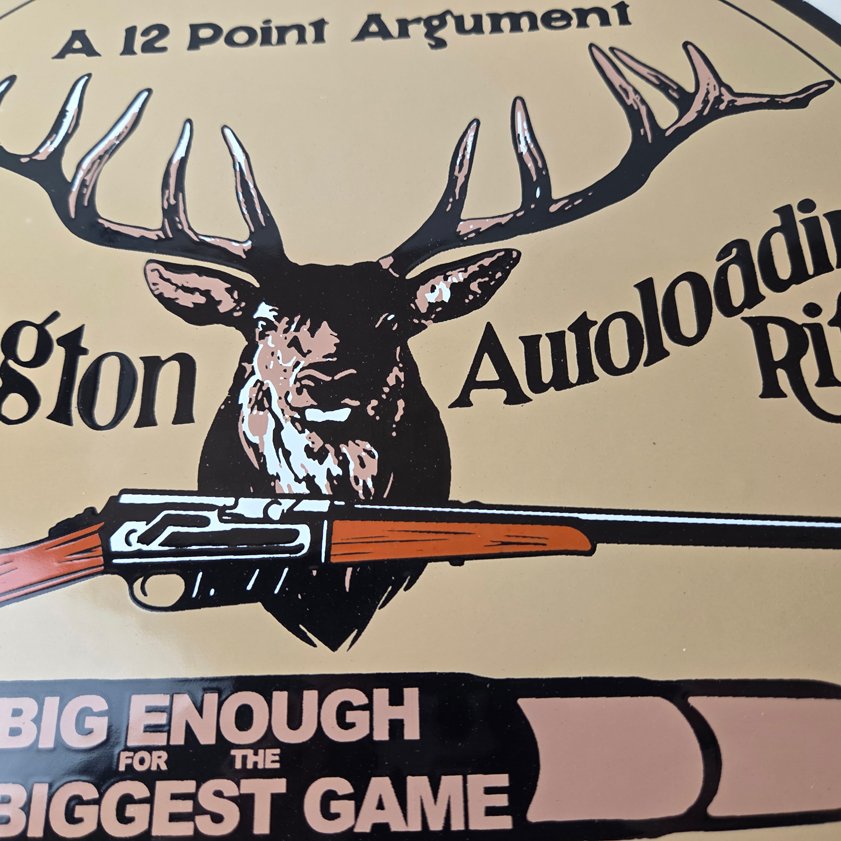 Vintage Remington Porcelain Sign - Firearms Rifles Deer Ammo Guns Gas Pump Sign - Image 2