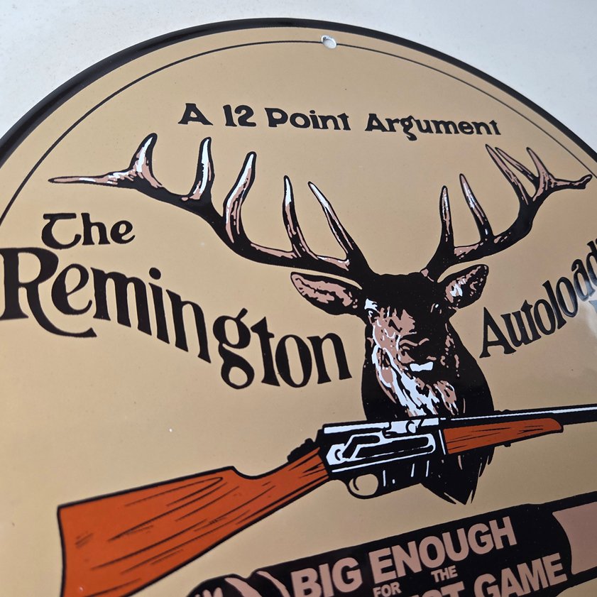 Vintage Remington Porcelain Sign - Firearms Rifles Deer Ammo Guns Gas Pump Sign - Image 4