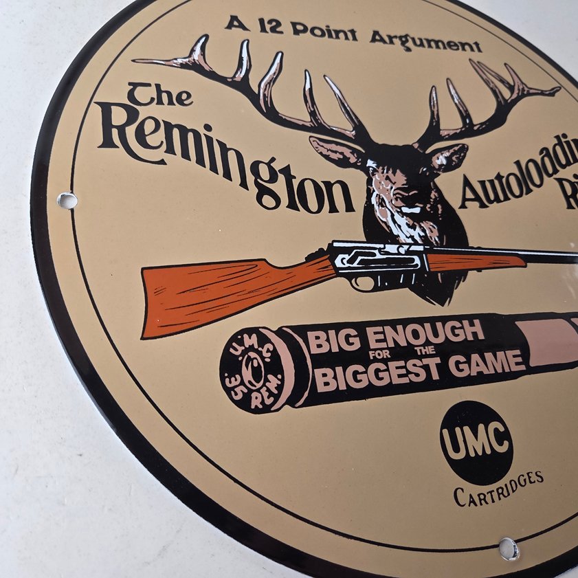 Vintage Remington Porcelain Sign - Firearms Rifles Deer Ammo Guns Gas Pump Sign - Image 9