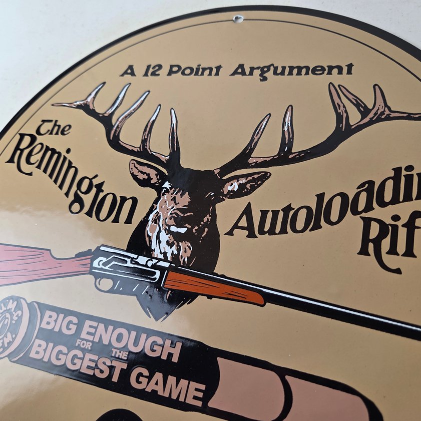 Vintage Remington Porcelain Sign - Firearms Rifles Deer Ammo Guns Gas Pump Sign - Image 11