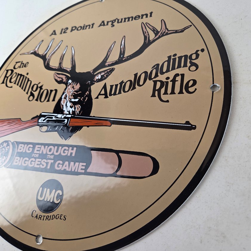 Vintage Remington Porcelain Sign - Firearms Rifles Deer Ammo Guns Gas Pump Sign - Image 12
