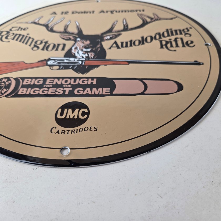 Vintage Remington Porcelain Sign - Firearms Rifles Deer Ammo Guns Gas Pump Sign - Image 8
