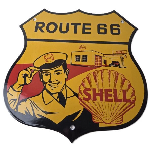 Vintage Shell Route 66 Gas Sign | Vintage Porcelain Signs