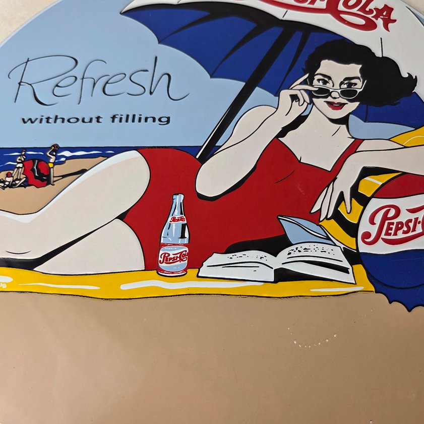 Vintage Pepsi Porcelain Sign - Bottles Beach Beverage Drink Cola Gas Sign - Image 3