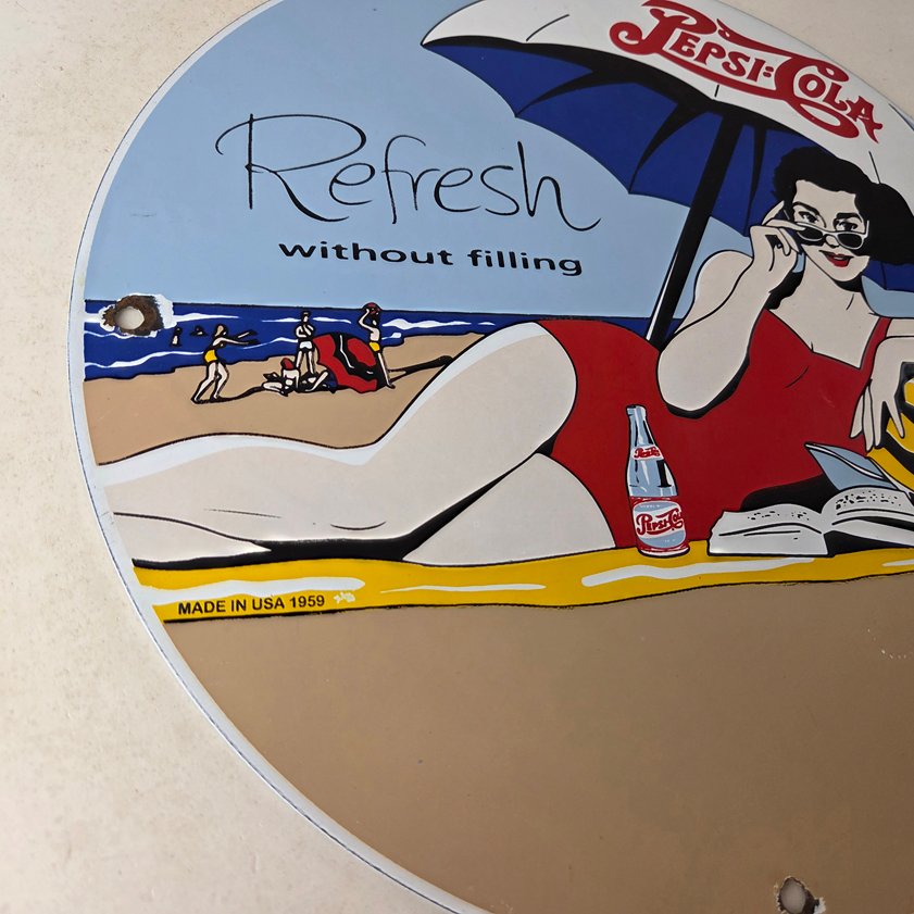 Vintage Pepsi Porcelain Sign - Bottles Beach Beverage Drink Cola Gas Sign - Image 5